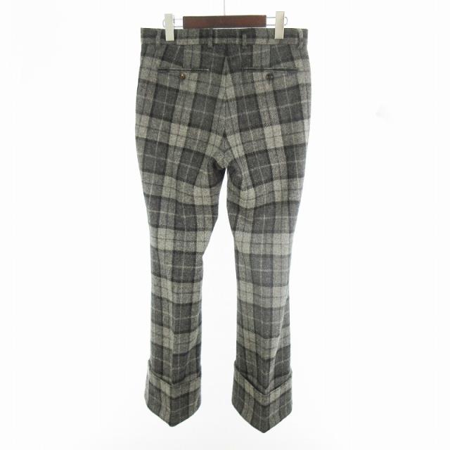 【中古】グッチ GUCCI ワイドパンツ スラックス チェック ダブル グレー ウール 44 ボトムス （株）ケリング 中古】グッチ GUCCI ワイドパンツ スラックス チェック ダブル グレー