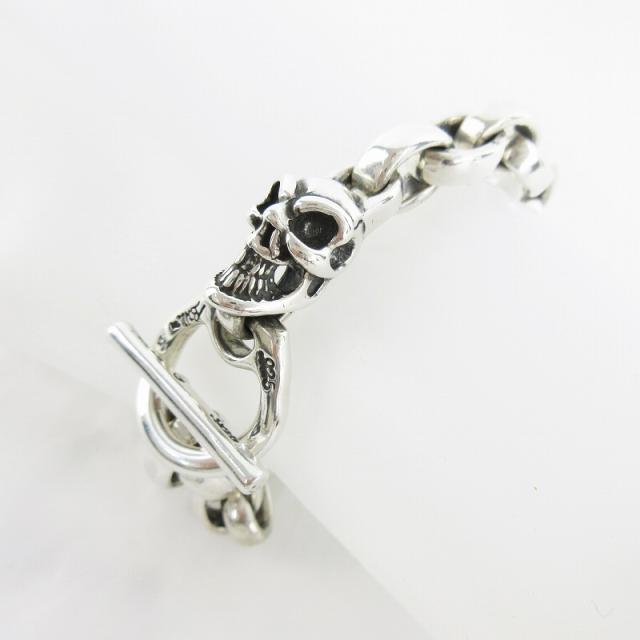 【中古】未使用品 ビルウォールレザー Bill Wall Leather One Skull Chain Bracelet ワン スカル チェーン ブレスレット B510