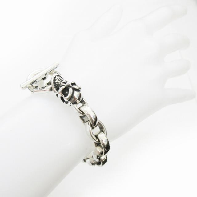 【中古】未使用品 ビルウォールレザー Bill Wall Leather One Skull Chain Bracelet ワン スカル チェーン ブレスレット B510_1