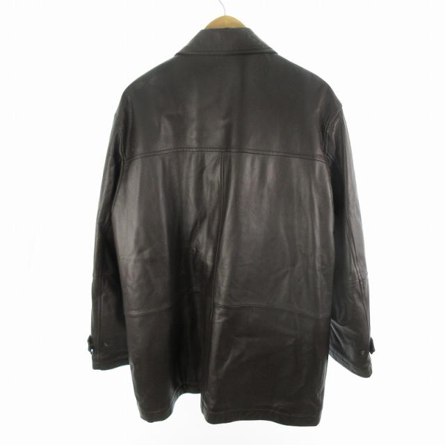 【中古】クロコダイル CROCODILE LL 中綿 ラムレザー 羊革 コート ジャケット ジップアップ 茶 ブラウン アウター_1