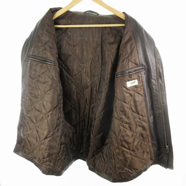 【中古】クロコダイル CROCODILE LL 中綿 ラムレザー 羊革 コート ジャケット ジップアップ 茶 ブラウン アウター_2