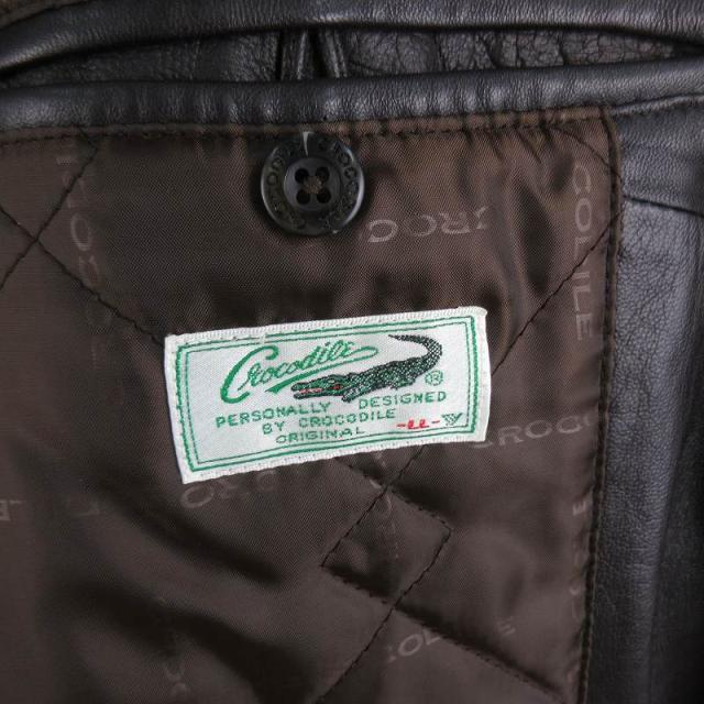 【中古】クロコダイル CROCODILE LL 中綿 ラムレザー 羊革 コート ジャケット ジップアップ 茶 ブラウン アウター_3
