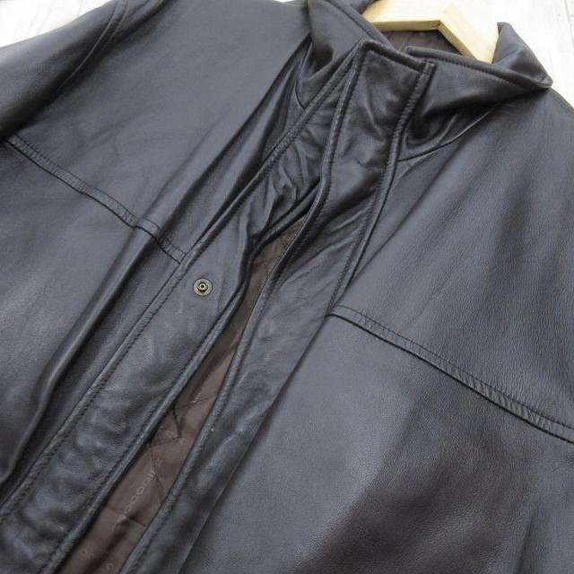 【中古】クロコダイル CROCODILE LL 中綿 ラムレザー 羊革 コート ジャケット ジップアップ 茶 ブラウン アウター_5