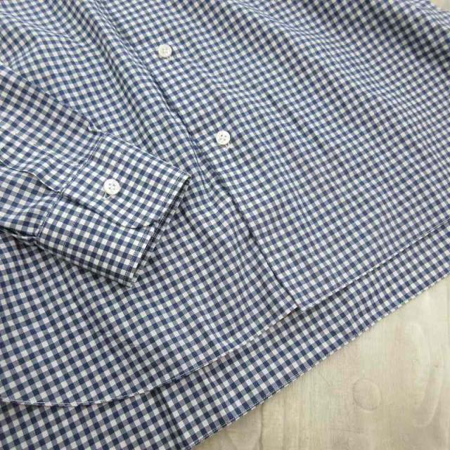 【中古】バルバ BARBA 40 15 3/4 シャツ 長袖 CULTO ホリゾンタルカラー ギンガムチェック ネイビー ホワイト 紺 白_4