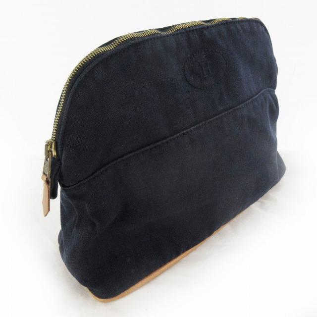 【中古】エルメス HERMES ボリード ポーチ MM キャンバス コットン レザー ネイビー 紺 化粧ポーチ 小物入れ バッグ 鞄_2