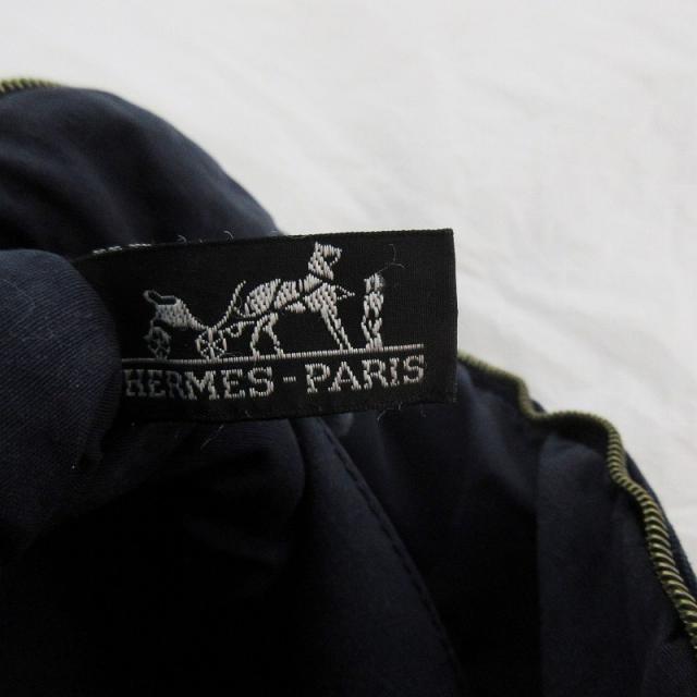 【中古】エルメス HERMES ボリード ポーチ MM キャンバス コットン レザー ネイビー 紺 化粧ポーチ 小物入れ バッグ 鞄_5