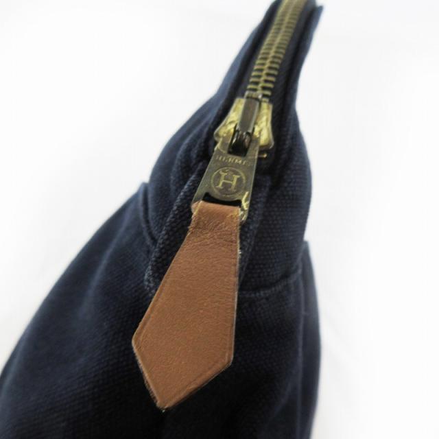 【中古】エルメス HERMES ボリード ポーチ MM キャンバス コットン レザー ネイビー 紺 化粧ポーチ 小物入れ バッグ 鞄_6
