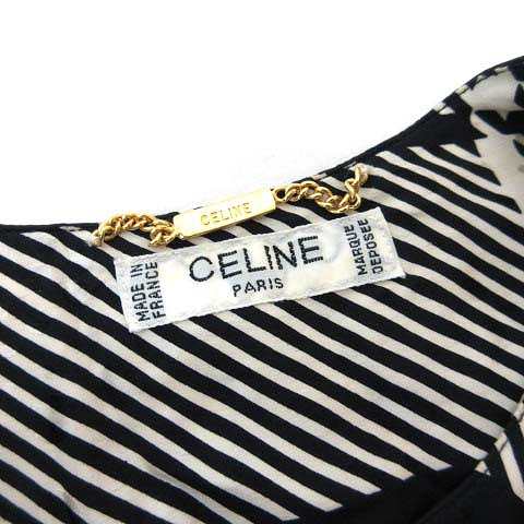 中古 セリーヌ Celine ヴィンテージ ワンピース 膝丈 長袖 チェック ストライプ ドット 水玉 ブラック ホワイト 約m レディースの通販はau Pay マーケット ブランド古着のベクトル