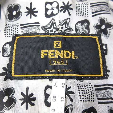 中古】フェンディ FENDI ヴィンテージ ノーカラージャケット ロゴ