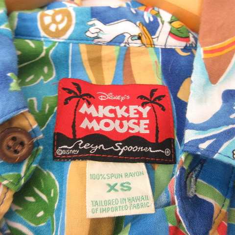 レインスプーナー 美品 ミッキーマウス ディズニー シャツ 半袖 ブルー系 XS