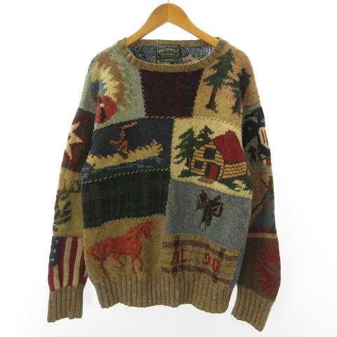 90sラルフローレンHAND KNIT プルオーバーニットセーターメンズL