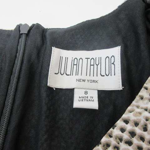 【中古】未使用品 JULIAN TAYLOR ジュリアンテイラー タグ付き ワンピース ロング パイソン柄 ベージュ 黒 ブラック 8 約M  ■GY09｜au PAY マーケット