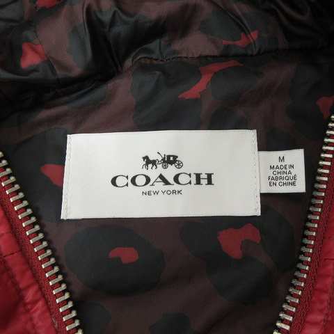 GY09コーチCOACHM肩幅コーチ COACH 近年モデル ダウン ジャケット 裏地総柄 赤 M ■GY09