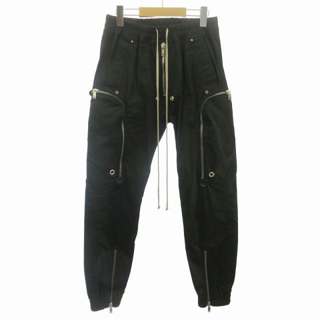 【中古】リックオウエンス Rick Owens 24ss バウハウスカーゴパンツ ワークパンツ ウエストゴム 黒 ブラック 38 約M