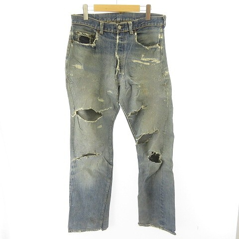 【中古】リーバイス Levi's 501XX デニム ヴィンテージ 刻印S ギャラなし 赤耳 隠しリベット 足長R 実寸 W31 L32 STK