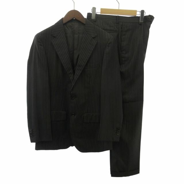 【中古】エディフィス EDIFICE 美品 ロロピアーナ Super130's ストライプスーツ セットアップ ジャケット 44 約Mの通販は