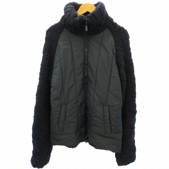 【中古】エトロ カシミヤ カシミア ドッキングブルゾン 中綿ジャケット 袖ニット 裏地シルク総柄 黒 ●ECOの通販は