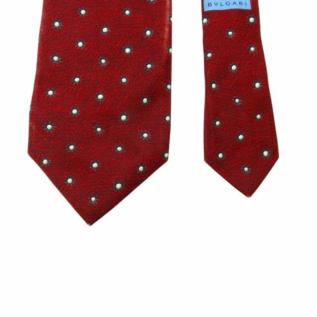 ブルガリ ブランド ネクタイ シルク 小紋柄 総柄 ドット柄 ワイドタイ