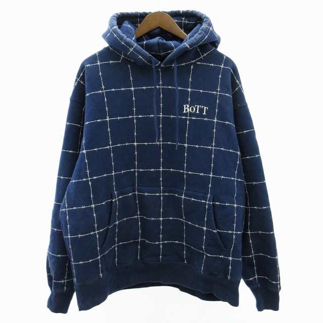 【中古】ボット BoTT 22AW パーカー フーディ スウェット トレーナー 有刺鉄線柄 プリント 総柄 ビームス取扱い XLの通販は