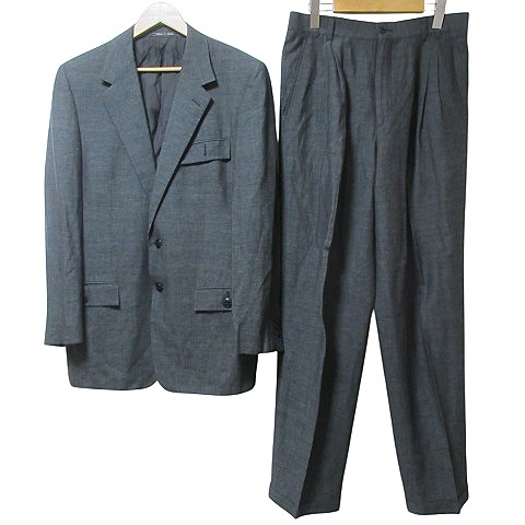 【中古】ジャンニヴェルサーチ COUTURE メデューサ総裏地 スーツ シングル テーラード ジャケット パンツ 黒 IBO63