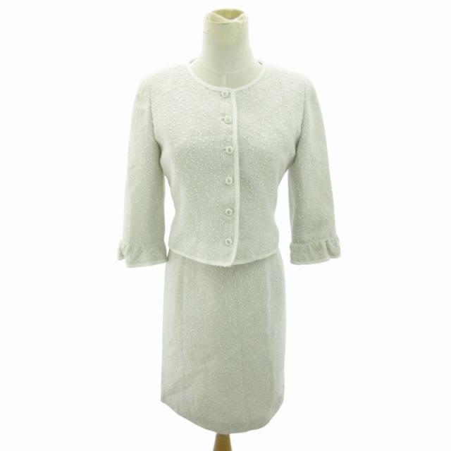 【中古】ハロッズ Harrods フォーマル アンサンブル ジャケット ワンピース ひざ丈 2 白 ホワイト /HO レディース