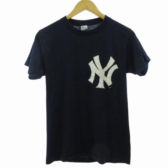 【中古】チャンピオン CHAMPION トリコタグ 80s ヴィンテージ Tシャツ カットソー NYロゴ USA製 紺 ネイビー M