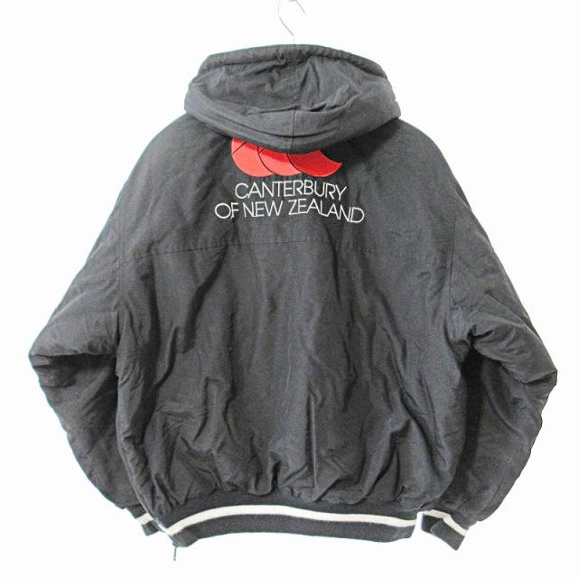中古カンタベリー CANTERBURY 中綿 ジャケット ブルゾン バックロゴ刺繍 フーディ M 黒 ブラック 0627 ●ECO