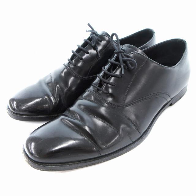 中古】プラダ PRADA ビジネスシューズ 革靴 内羽根 レザー 6.5 中古】プラダ PRADA ビジネスシューズ 革靴 内羽根 レザー 6.5