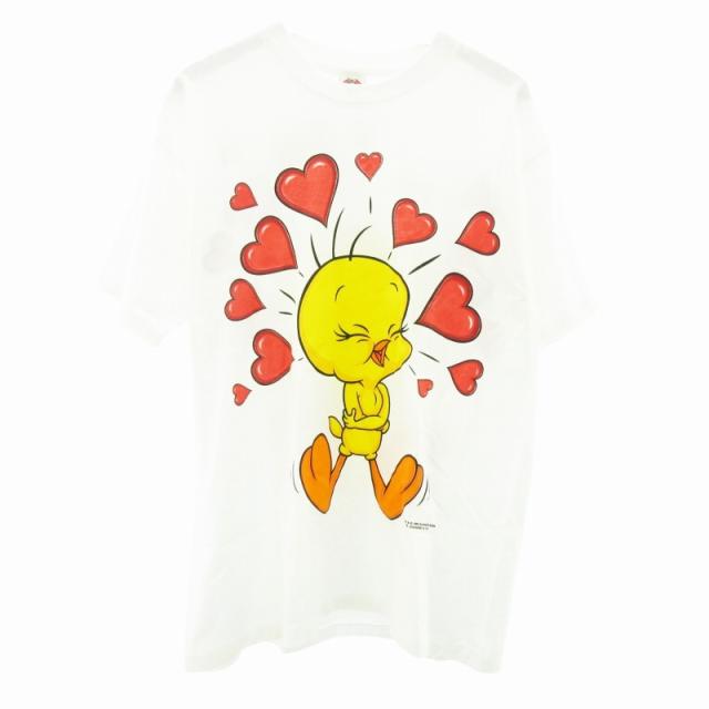 【中古】90s ヴィンテージ Tシャツ ルーニーテューンズ トゥイーティー  シングルステッチ 米国製 USA製 L ●ECO