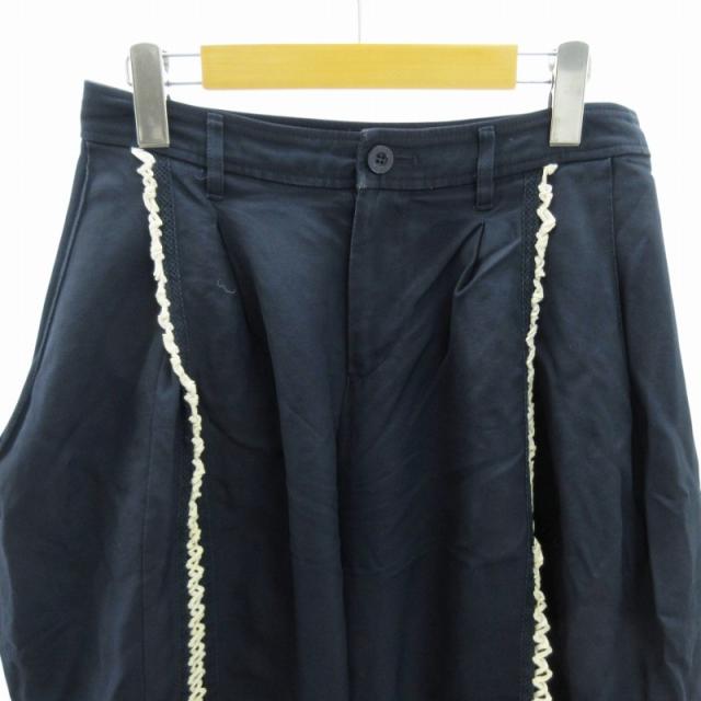 中古】イッセイミヤケ ISSEY MIYAKE ワイドパンツ レース 2 紺