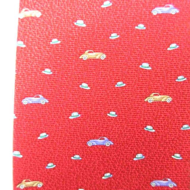 【中古】ブルガリ BVLGARI ネクタイ ワイドタイ セッテピエゲ 車 ハット 総柄 絹 シルク 赤 レッド 0912 メンズ 中古】ブルガリ BVLGARI ネクタイ ワイドタイ セッテピエゲ 車 ハット