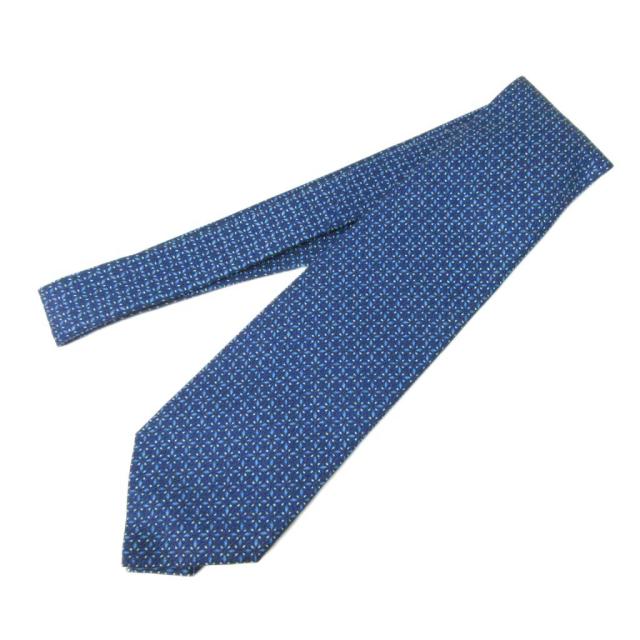 【タグ・箱付き】ブルガリ　ネクタイ　ネイビー　セッテピエゲ タグ・箱付き】ブルガリ ネクタイ ネイビー セッテピエゲ