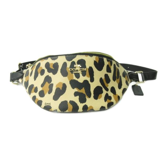 【中古】コーチ COACH 極美品 PVC レオパード柄 ウエストバッグ メッセンジャー ショルダー Ｆ72832