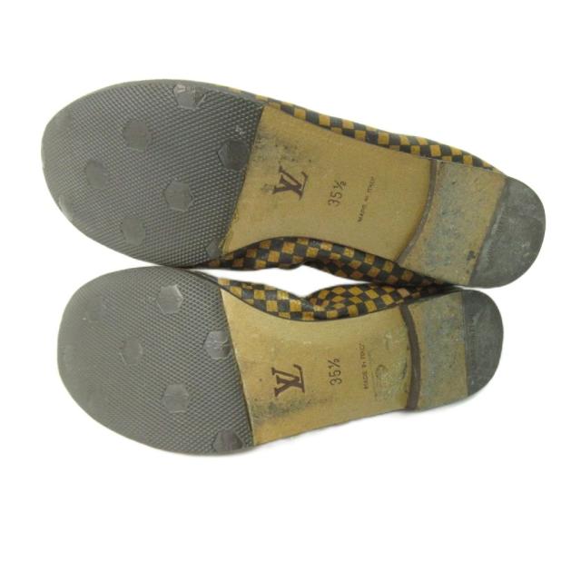 【中古】ルイヴィトン LOUIS VUITTON ダミエ バレエシューズ フラット レザー 35.5 22.5cm 茶 ブラウン 1010 ☆AA★