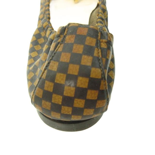 【中古】ルイヴィトン LOUIS VUITTON ダミエ バレエシューズ フラット レザー 35.5 22.5cm 茶 ブラウン 1010 ☆AA★