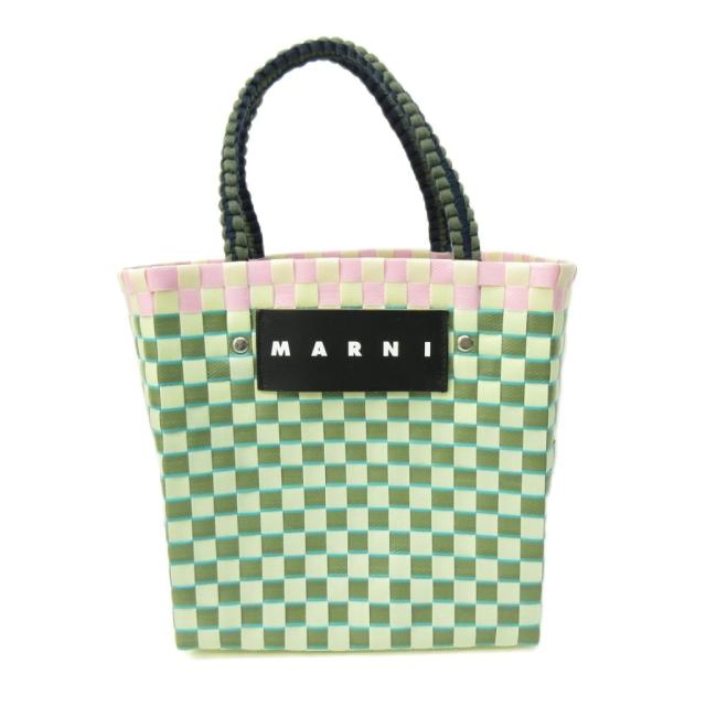 【中古】マルニ MARNI マーケット 美品 ジャージーハンドル ミニバスケットバッグ マルチカラー ☆AA★ レディース