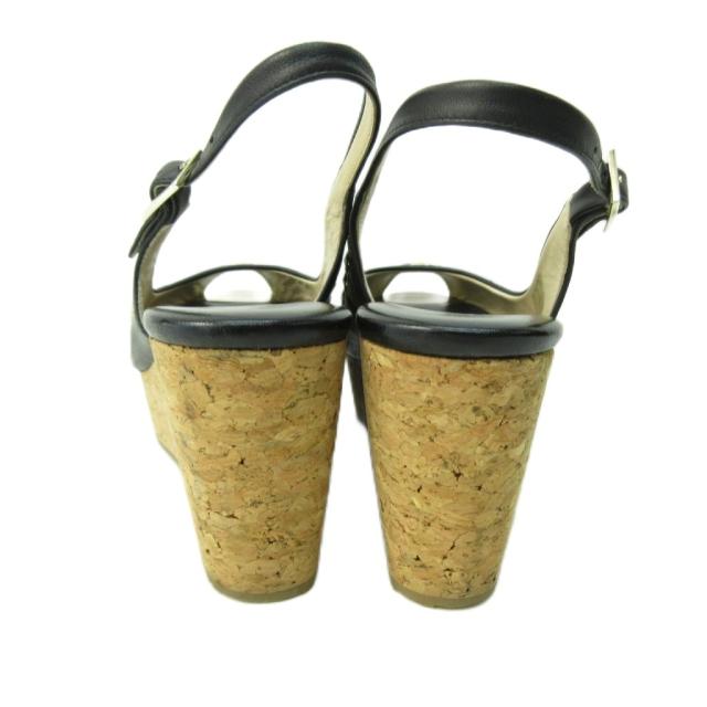【中古】未使用品 ジミーチュウ JIMMY CHOO スタースタッズ ウエッジソール サンダル レザー 黒 37.5 24.5cm STK