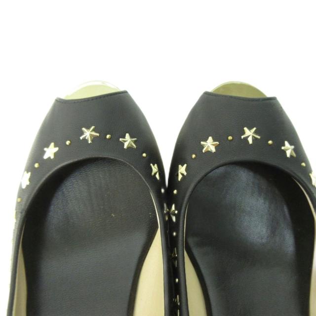 【中古】未使用品 ジミーチュウ JIMMY CHOO スタースタッズ ウエッジソール サンダル レザー 黒 37.5 24.5cm STK