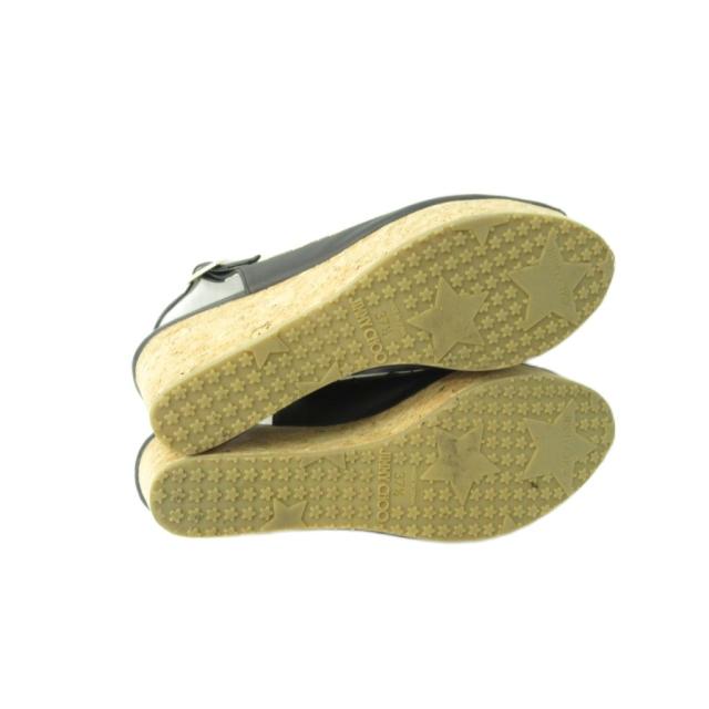 【中古】未使用品 ジミーチュウ JIMMY CHOO スタースタッズ ウエッジソール サンダル レザー 黒 37.5 24.5cm STK