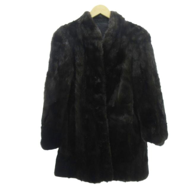 【中古】ヴィンテージ ミンクファー コート ジャケット 毛皮 茶系 ブラウン系 約M レディース