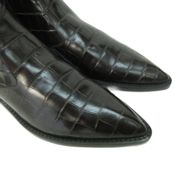 【中古】ヴィクトリアベッカム Victoria Beckham 美品 ショートブーツ サイドジップ クロコダイル 型押し 23.0cm 茶