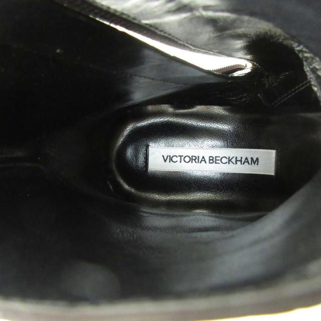 【中古】ヴィクトリアベッカム Victoria Beckham 美品 ショートブーツ サイドジップ クロコダイル 型押し 23.0cm 茶