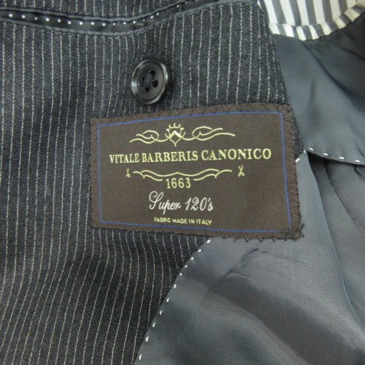 【中古】美品 ロロピアーナ生地 130s シングルスーツ セットアップ イタリア生地 グレー系 上165cm 下170cm 約M_7
