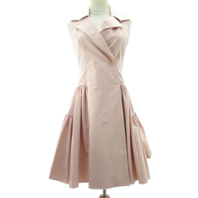 【中古】フォクシーニューヨーク FOXEY NEW YORK 美品 イブニング ドレス ワンピース プリーツ ロング ピンク 40 約L