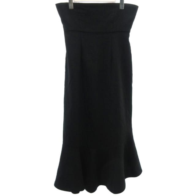 【中古】エンフォルド ENFOLD 美品 アシンメトリー スカート フレア ロング ウール 黒 ブラック 36 約S 300BS131-1490