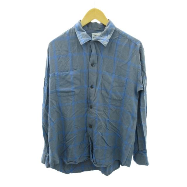 【中古】シアーズ SEARS ヴィンテージ 60s-70s シャツ チェック柄 長袖 L 青 ブルー 1120 メンズ