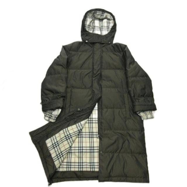 【中古】バーバリー ロンドン BURBERRY LONDON フーデッド ダウンコート 裏地ノバチェック ロング 茶 ブラウン 11 約L