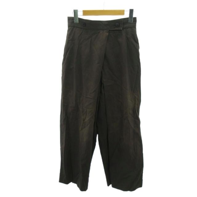 【中古】イッセイミヤケ ISSEY MIYAKE ワイドパンツ スラックス ジップフライ コットン L 茶 ブラウン IM10-FF062