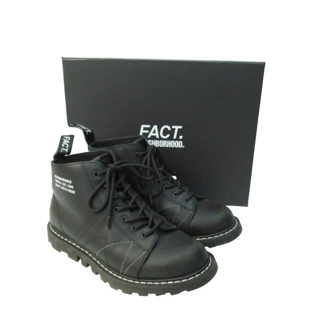 【中古】未使用品 ネイバーフッド × ファクト モンキーブーツ シューズ レザー US7 25.0cm 黒 ブラック メンズ