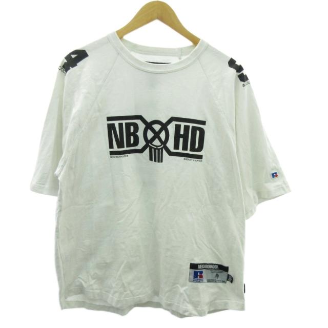 【中古】バウンティーハンター × ネイバーフッド × ラッセル コラボ Tシャツ プリント 半袖 M 白 ホワイト メンズ